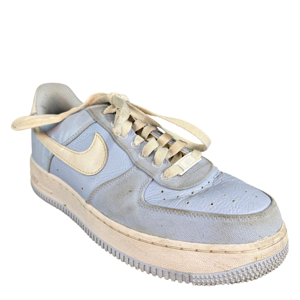 Nike Air Force 1 Low Light Blue Cream Leather Textile Sneakers AF1 Mens 7.5